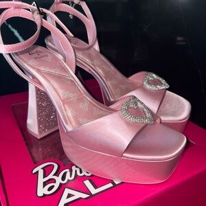 Aldo Barbie Pink Heart Platform Sandals